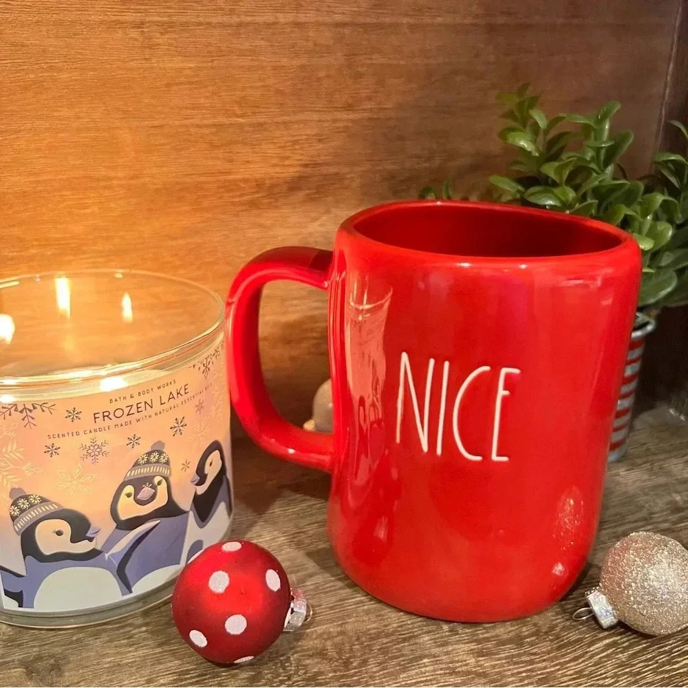 NEW RARE NAUGHTY/NICE - Double Sided Fun Red Rae Dunn Ceramic Coffee Mug/Cup ❤️ - Picture 10 of 10